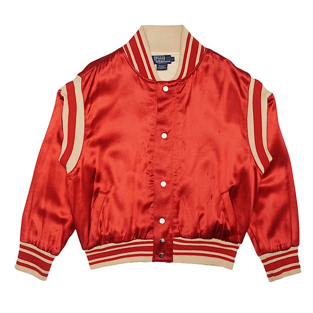 1990 Vintage Polo Ralph Lauren Red Satin Bomber Jacket — Rapper-Owned
